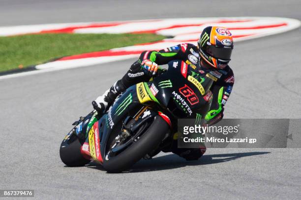 Michael Van Der Mark of Netherlands and Monster Yamaha Tech 3 rounds the bend during the qualifying practice during the MotoGP Of Malaysia -...