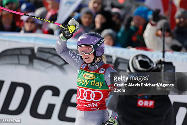 Tessa Worley of France takes 2nd place during the Audi FIS Alpine Ski World Cup Women's Giant Slalom on October 28, 2017 in Soelden, Austria.