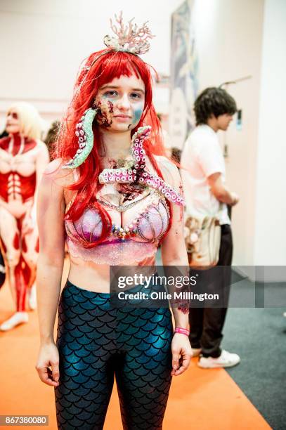 Cosplayer in character as a Ariel from The Little Mermaid during Day 2 of MCM London Comic Con 2017 held at the ExCel on October 28, 2017 in London,...