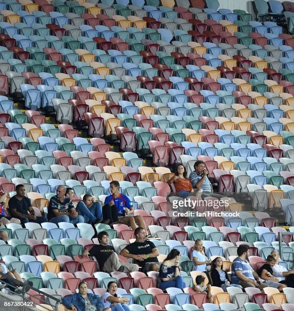 General view of the crowd during the 2017 Rugby League World Cup match between Fiji and the United States on October 28, 2017 in Townsville,...