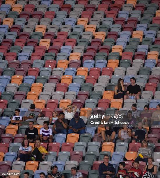 General view of the crowd during the 2017 Rugby League World Cup match between Fiji and the United States on October 28, 2017 in Townsville,...