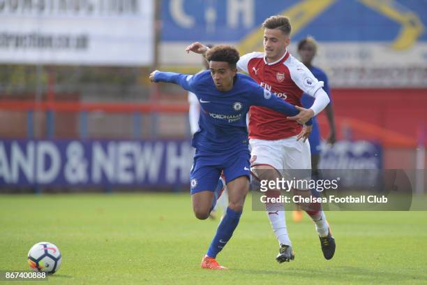 Jacob Maddox during the Premier League 2 match between Chelsea and Arsenal at on October 28, 2017 in Aldershot, England.