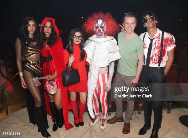 Courtney Eaton, Celesta Deastis, Jared Eng, Calum Worthy and guests attends Just Jared's 6th Annual Halloween Party on October 27, 2017 in Beverly...