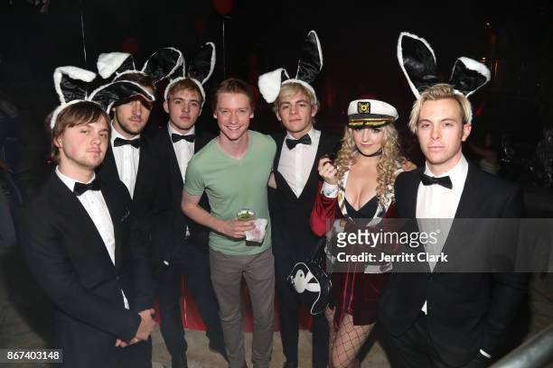 Calum Worthy poses with R5 during Just Jared's 6th Annual Halloween Party on October 27, 2017 in Beverly Hills, California.