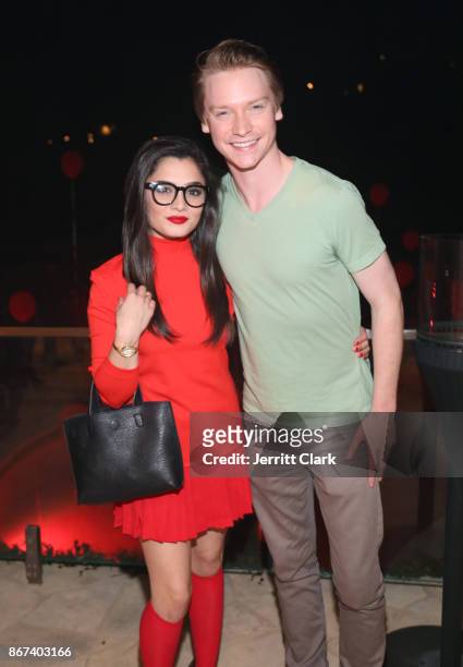 Celesta Deastis and Calum Worthy attend Just Jared's 6th Annual Halloween Party on October 27, 2017 in Beverly Hills, California.