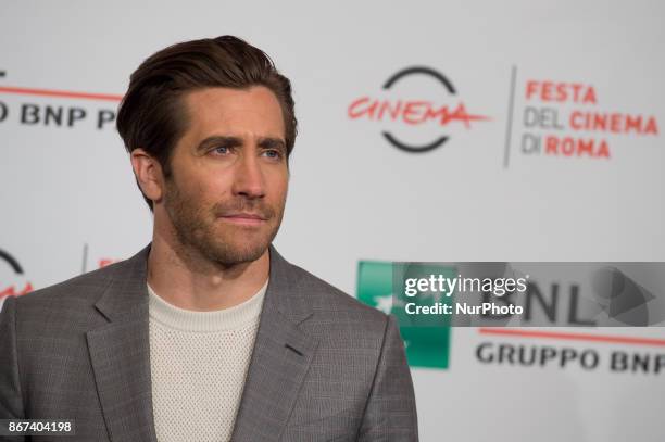 Jake Gyllenhaal attends photocall for 'Stronger' during the 12th Rome Cine Fest at Auditorium Parco Della Musica in Rome, Italy on 28 October 2017.