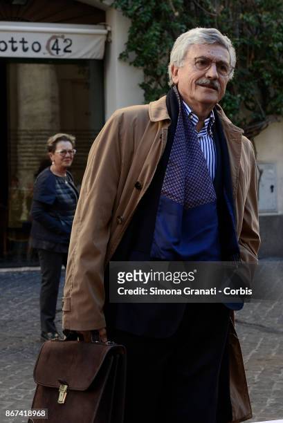 Massimo D' Alema participates in the assembly of Article 1 - Democratic and progressive movement, on October 28, 2017 in Rome, Italy.