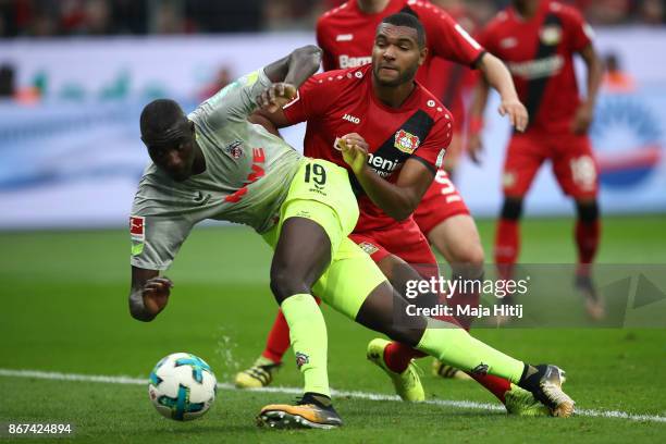Beyhan Ametov of Koeln scores his team's first goal to make it 0-1 during the Bundesliga match between Bayer 04 Leverkusen and 1. FC Koeln at...