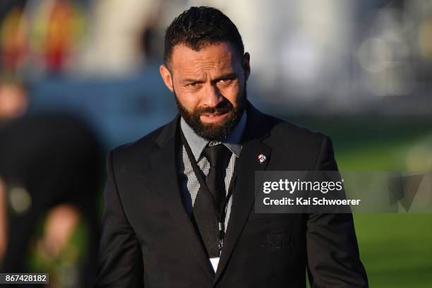 Assistant Coach Joe Maddock of Canterbury looks on prior to the Mitre 10 Cup Premiership Final match between Canterbury and Tasman at AMI Stadium on...