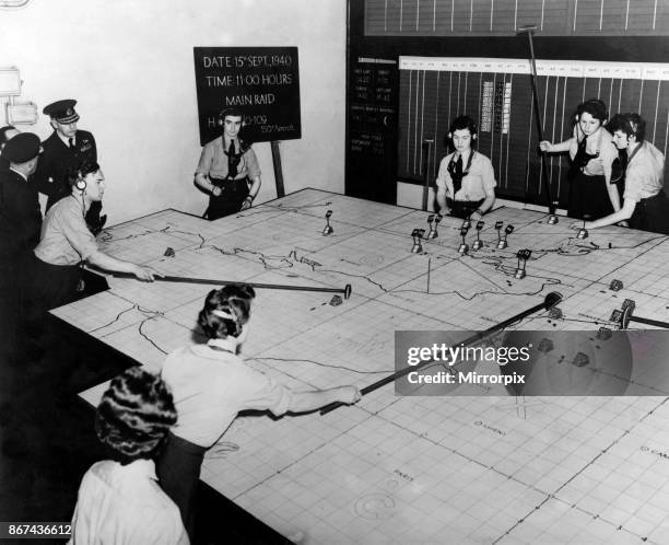 Lord Dowding revisits Battle of Britain Operations room. Air Chief Marshal Lord Dowding in the operations room of No, 11 Group RAF fighter command...