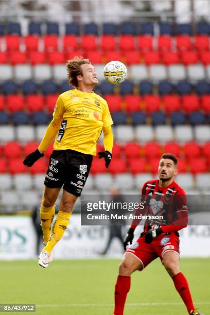 Joakim Nilsson of IF Elfsborg and Sotirios Papagiannopoulus of Ostersunds FK during the Allsvenskan match between Ostersunds FK and IF Elfsborg at...