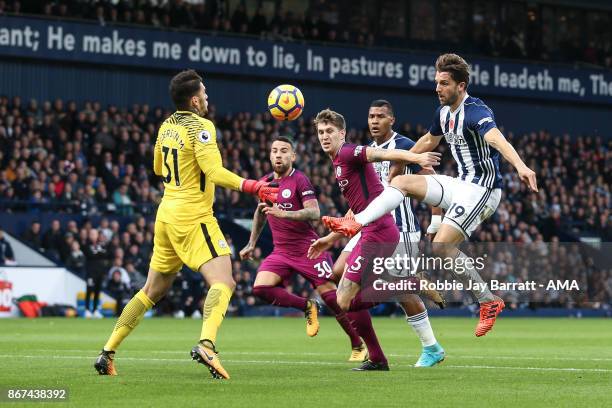 Jay Rodriguez of West Bromwich Albion scores a goal to make it 1-1 during the Premier League match between West Bromwich Albion and Manchester City...
