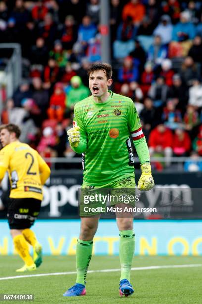 Kevin Stuhr-Ellegaard, goalkeeper of IF Elfsborg during the Allsvenskan match between Ostersunds FK and IF Elfsborg at Jamtkraft Arena on October 28,...