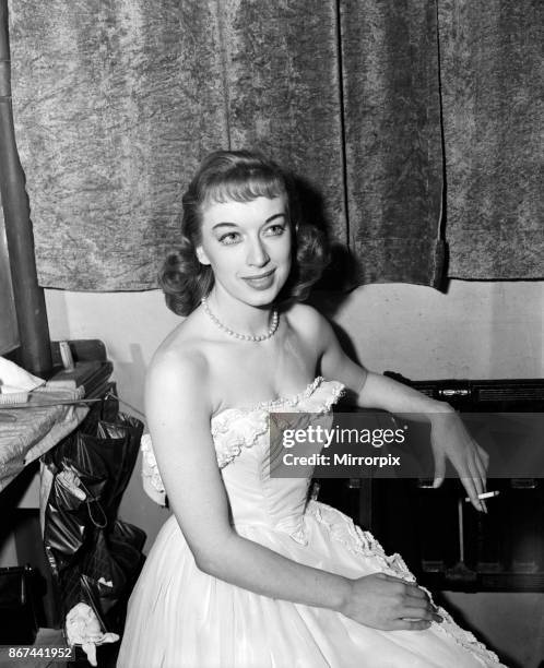 Actress June Whitfield who is playing in 'Love from Judy' at the Saville Theatre, 18th October 1953.