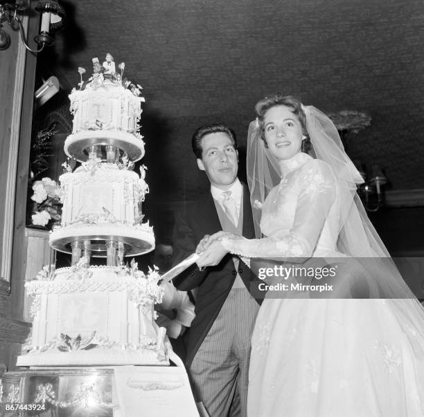 The wedding of Julie Andrews and Tony Walton at St Mary Oatlands Church, Weybridge, Surrey, 10th May 1959.