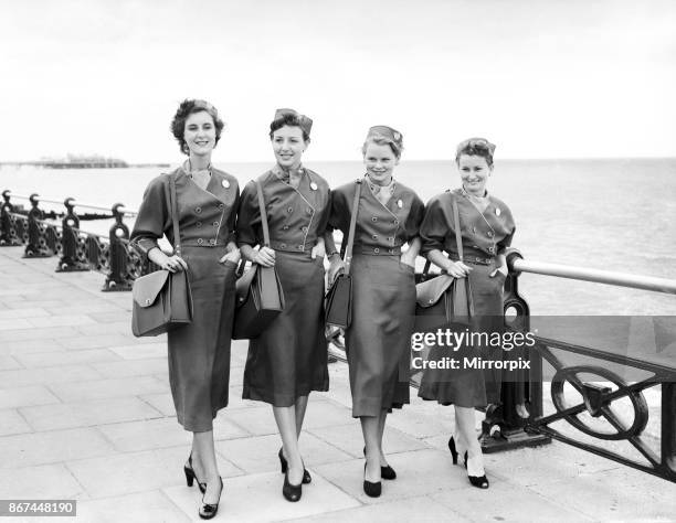 The first of Brighton's Promettes wearing their new uniforms. From left to right, Carol Bednar, Diana Segal, Judy Dunlop and Diana Miller. They will...