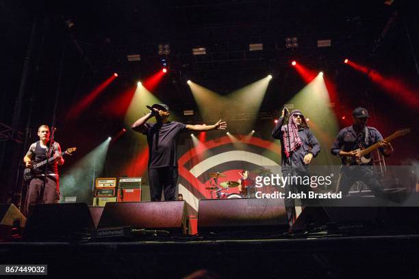 Tim Commerford, Chuck D, B-Real and Tom Morello of Prophets of Rage perform during the Voodoo Music + Arts Experience at City Park on October 27,...