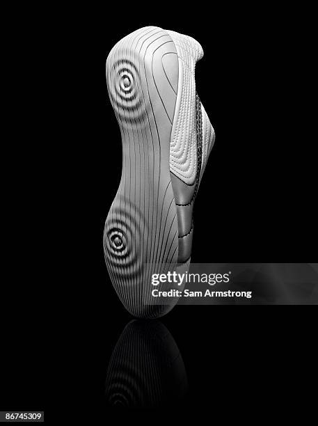 white sports shoe. - schuhsohle stock-fotos und bilder
