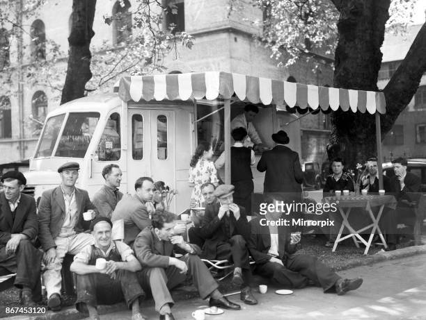 Coffee stall decorated in continental style, 22nd May 1952.