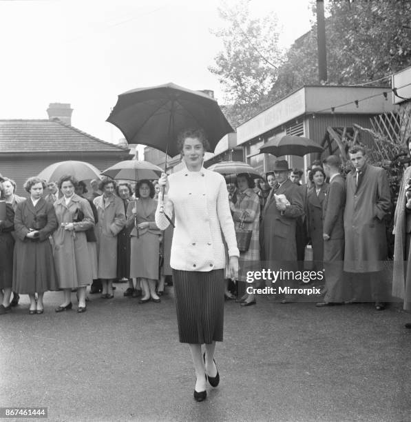 The hand knitting wool firm Mandel holding a mannequin parade in Ludgate Gardens. Attended by clerks from nearby offices whilst having their lunch...