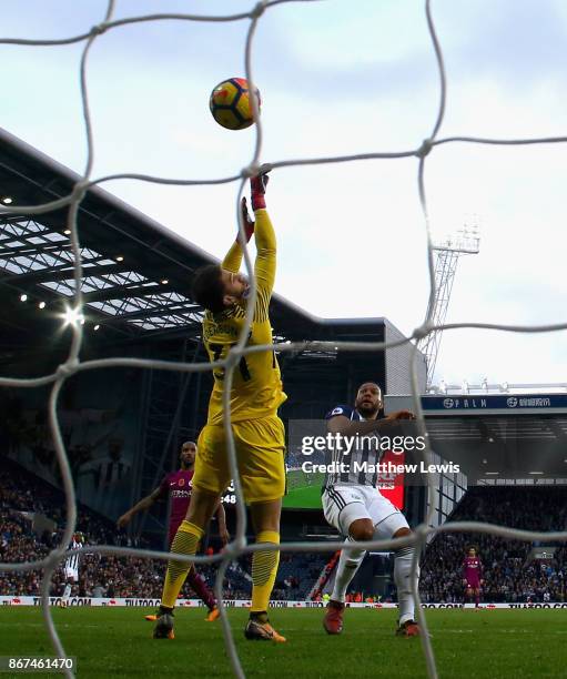 Matt Phillips of West Bromwich Albion scores his sides second goal past Ederson of Manchester City during the Premier League match between West...