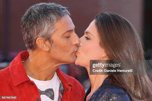 Rosario Fiorello and Susanna Biondo walk a red carpet during the 12th Rome Film Fest at Auditorium Parco Della Musica on October 28, 2017 in Rome,...