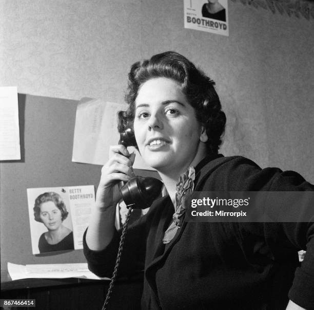 Betty Boothroyd canvassing, 25th November 1957.