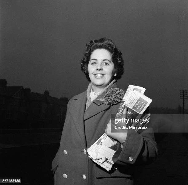Betty Boothroyd canvassing, 25th November 1957.