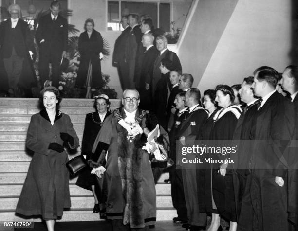 Queen Elizabeth II and Prince Philip visiting Birmingham, West Midlands, 3rd November 1955.