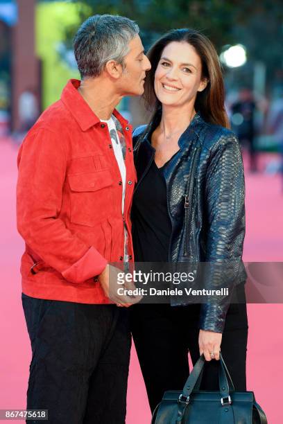 Rosario Fiorello and Susanna Biondo walk a red carpet during the 12th Rome Film Fest at Auditorium Parco Della Musica on October 28, 2017 in Rome,...