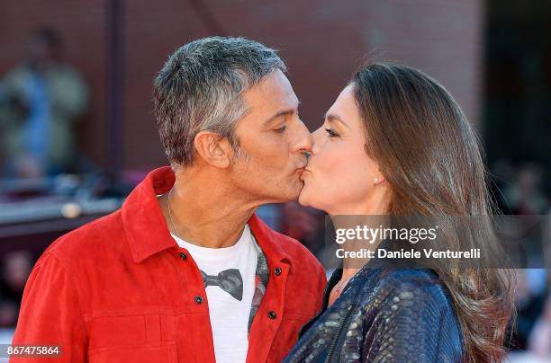 Rosario Fiorello and Susanna Biondo walk a red carpet during the 12th Rome Film Fest at Auditorium Parco Della Musica on October 28, 2017 in Rome,...