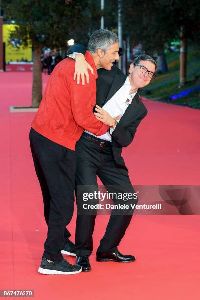 Rosario Fiorello and Antonio Monda walks a red carpet during the 12th Rome Film Fest at Auditorium Parco Della Musica on October 28, 2017 in Rome,...