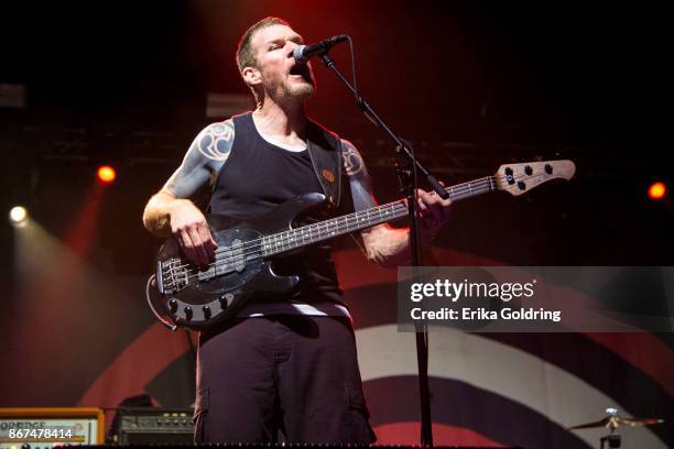 Tim Commerford of Prophets of Rage performs during the 2017 Voodoo Music + Arts Experience at City Park on October 27, 2017 in New Orleans, Louisiana.