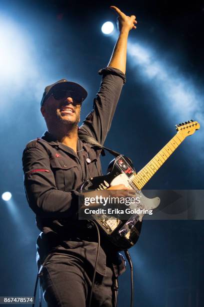 Tom Morello of Prophets of Rage performa during the 2017 Voodoo Music + Arts Experience at City Park on October 27, 2017 in New Orleans, Louisiana.