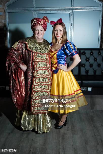 Johnny Vegas, Lucy Jo Hudson during the press launch for Show White and the Seven Dwarfs pantomime at Arthouse Square on October 27, 2017 in...