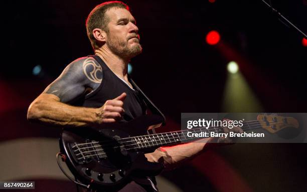 Tim Commerford of Prophets of Rage performs during Voodoo Music + Arts Experience at City Park on October 27, 2017 in New Orleans, Louisiana.