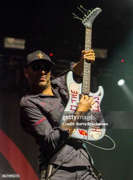 Tom Morello of Prophets of Rage performs during Voodoo Music + Arts Experience at City Park on October 27, 2017 in New Orleans, Louisiana.