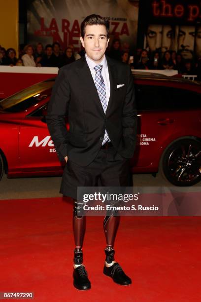 Jeff Bauman walks a red carpet for 'Stronger' during the 12th Rome Film Fest at Auditorium Parco Della Musica on October 28, 2017 in Rome, Italy.