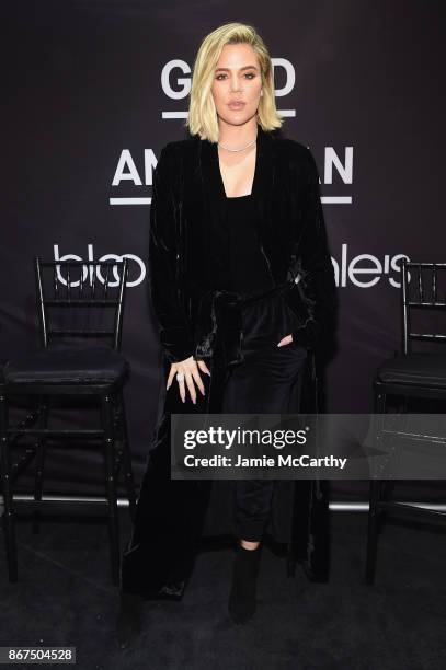 Khloe Kardashian celebrates the launch of Good American with Emma Grede at Bloomingdale's on October 28, 2017 in New York City.