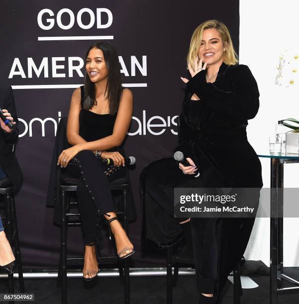 Khloe Kardashian and Emma Grede celebrate the launch of Good American at Bloomingdale's on October 28, 2017 in New York City.