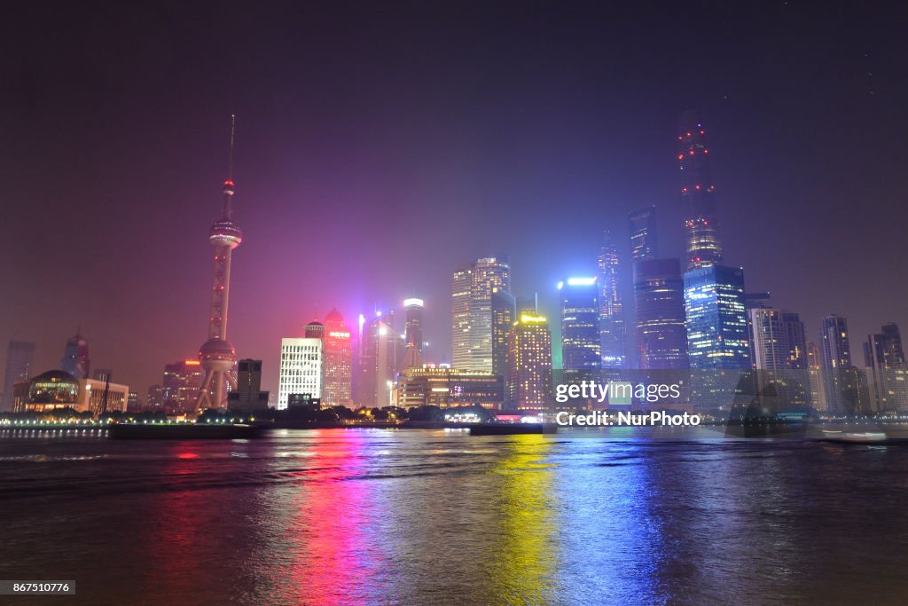 Shanghai Lujiazui financial district at night