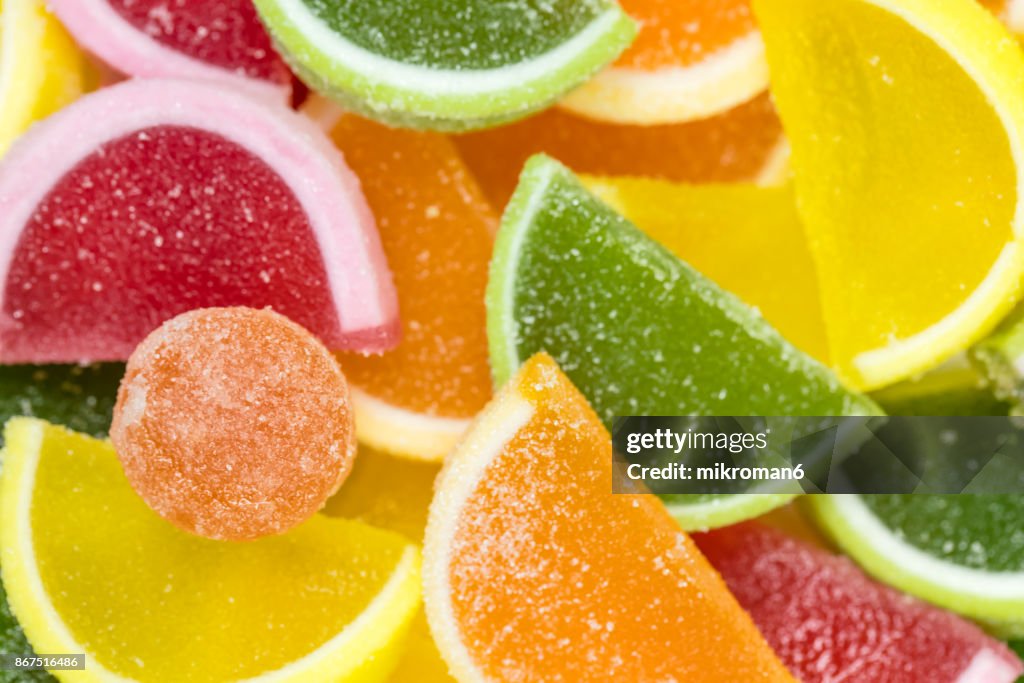 Close-Up Of Multi Colored Candies, Rainbow Jello , homemade dessert.