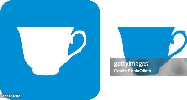 blue teacup icon - tea cup stock illustrations