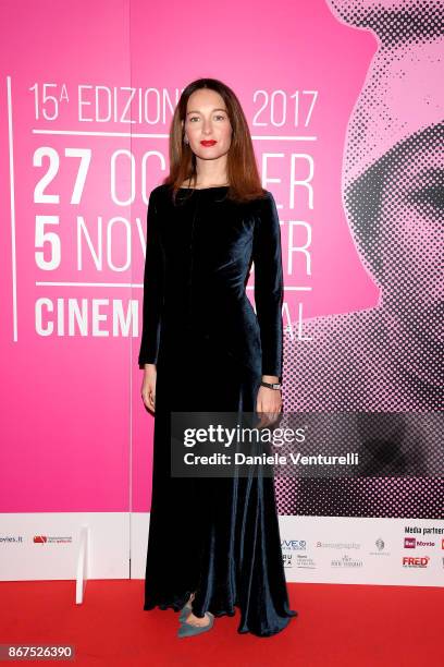 Cristiana Capotondi walks a red carpet for 'Metti Una Notte' during the 12th Rome Film Fest on October 28, 2017 in Rome, Italy.