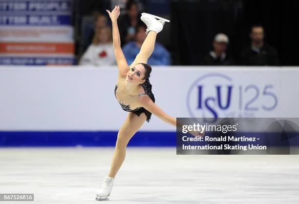 Kaetlyn Osmond of Canada performs in ladies free skating during the ISU Grand Prix of Figure Skating at Brandt Centre on October 28, 2017 in Regina,...