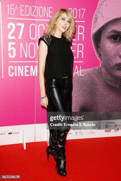 Loredana Cannata walks a red carpet for 'Metti Una Notte' during the 12th Rome Film Fest at on October 28, 2017 in Rome, Italy.