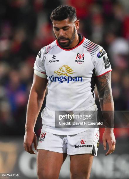 Belfast , United Kingdom - 28 October 2017; A dejected Charles Piutau of Ulster following the Guinness PRO14 Round 7 match between Ulster and...