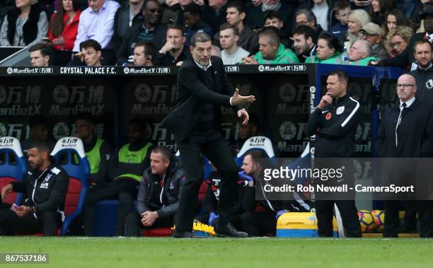 West Ham United manager Slaven Bilic during the Premier League match between Crystal Palace and West Ham United at Selhurst Park on October 28, 2017...