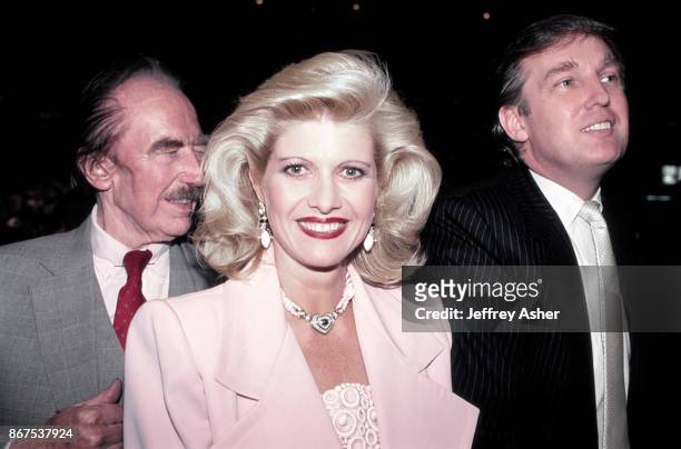 Businessman Donald Trump with Father Fred Trump and first wife Ivana ringside at Tyson vs Holmes Convention Hall in Atlantic City, New Jersey January...