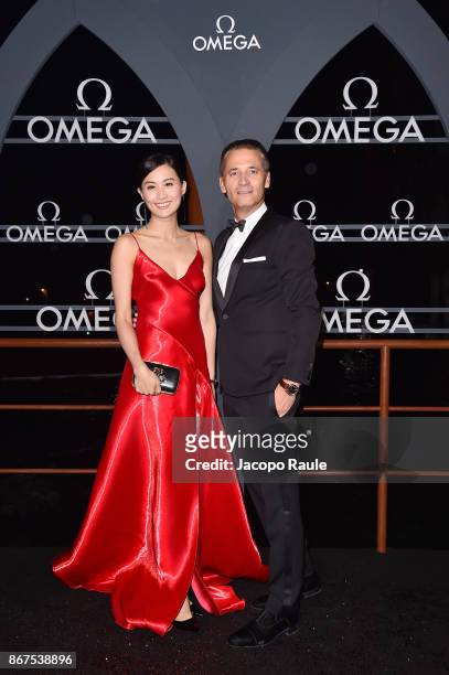 Fala Chen and Raynald Aeschlimann attends the OMEGA Aqua Terra at Palazzo Pisani Moretta on October 28, 2017 in Venice, Italy.